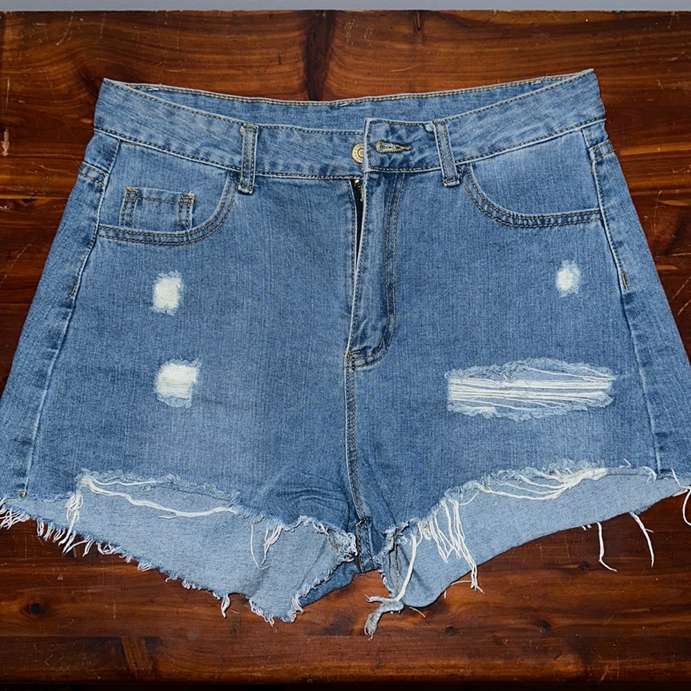 Light wash SHEIN shorts.